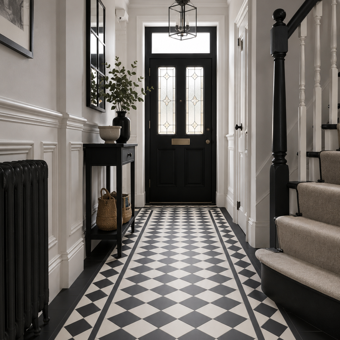 Chesslene Border Black and White 19x42.2cm