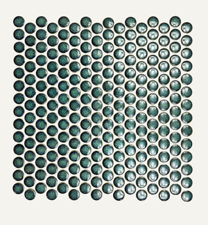 Copenhagen Dark Green Penny Round Mosaic 29.4x29cm