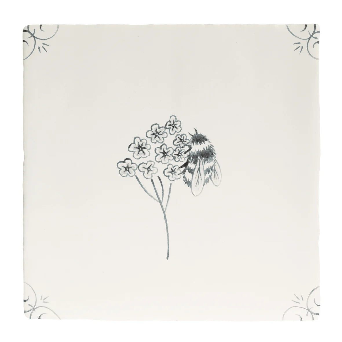 English Delft Charcoal Bee 13x13cm