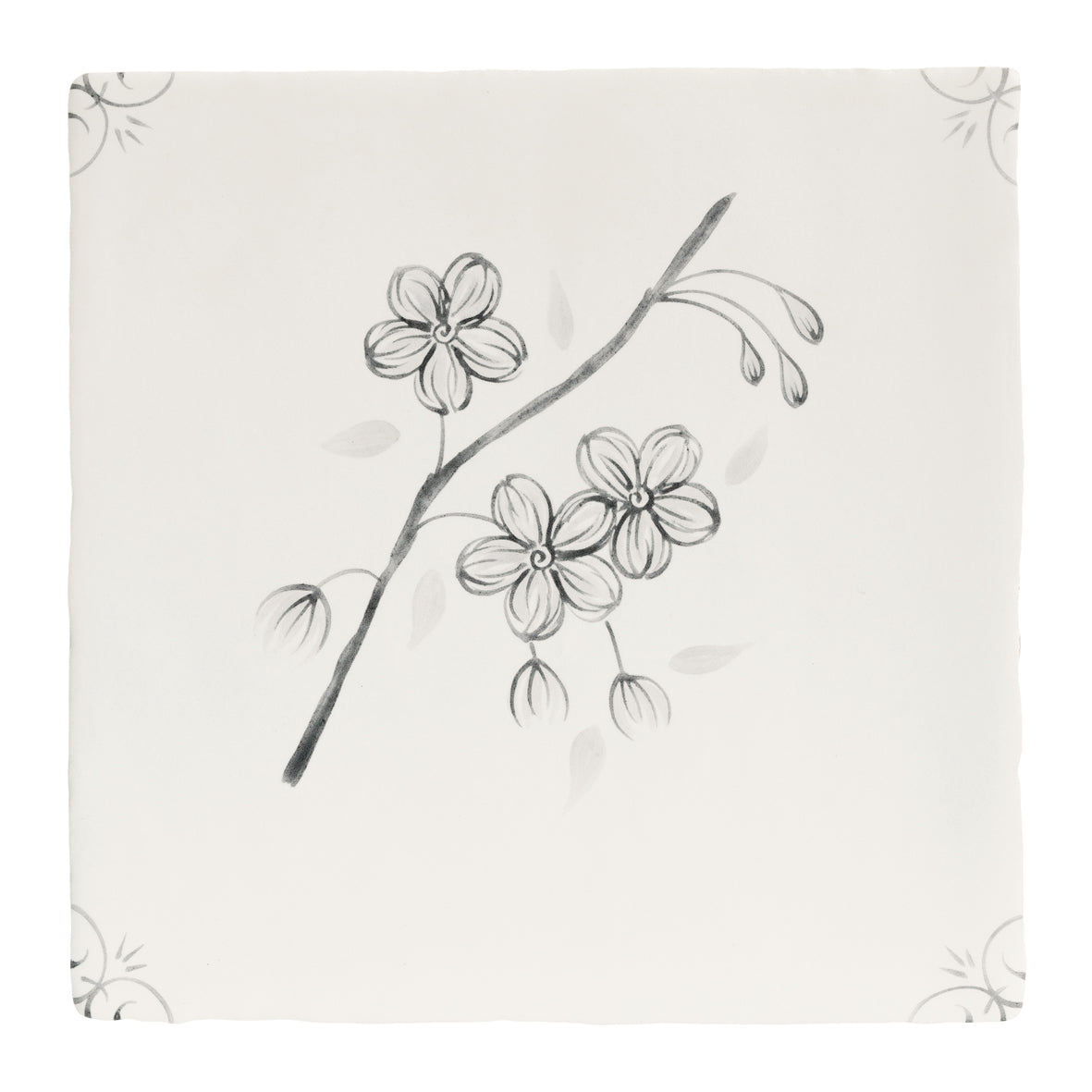 English Delft Charcoal Blossom 13x13cm