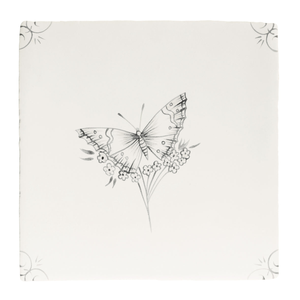 English Delft Charcoal Butterfly One 13x13cm