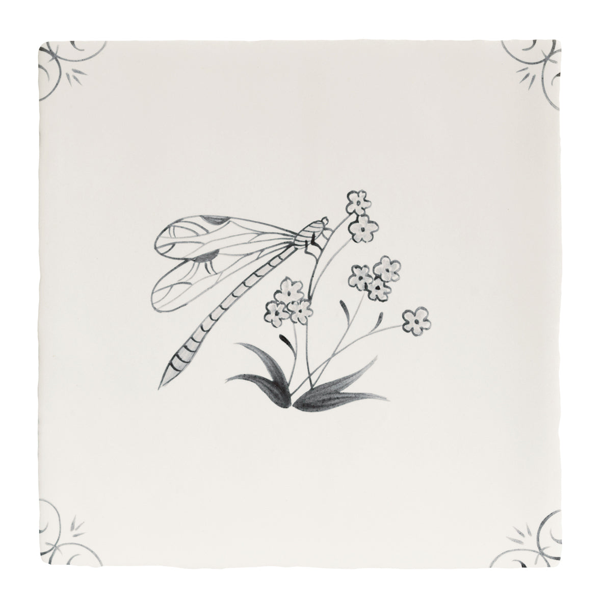English Delft Charcoal Dragonfly 13x13cm