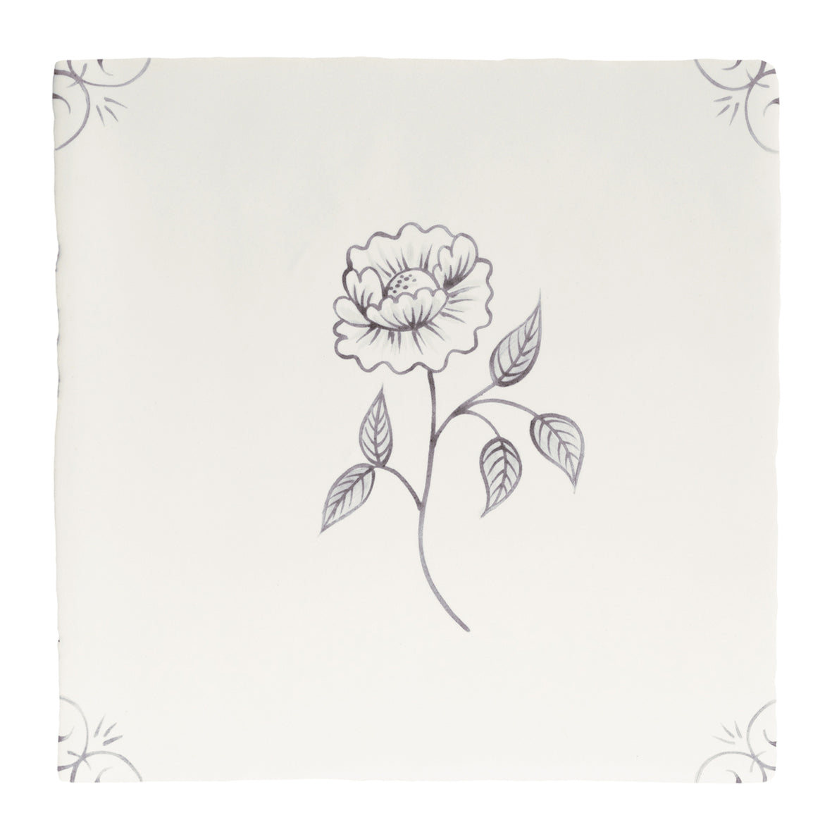 English Delft Charcoal Peony 13x13cm