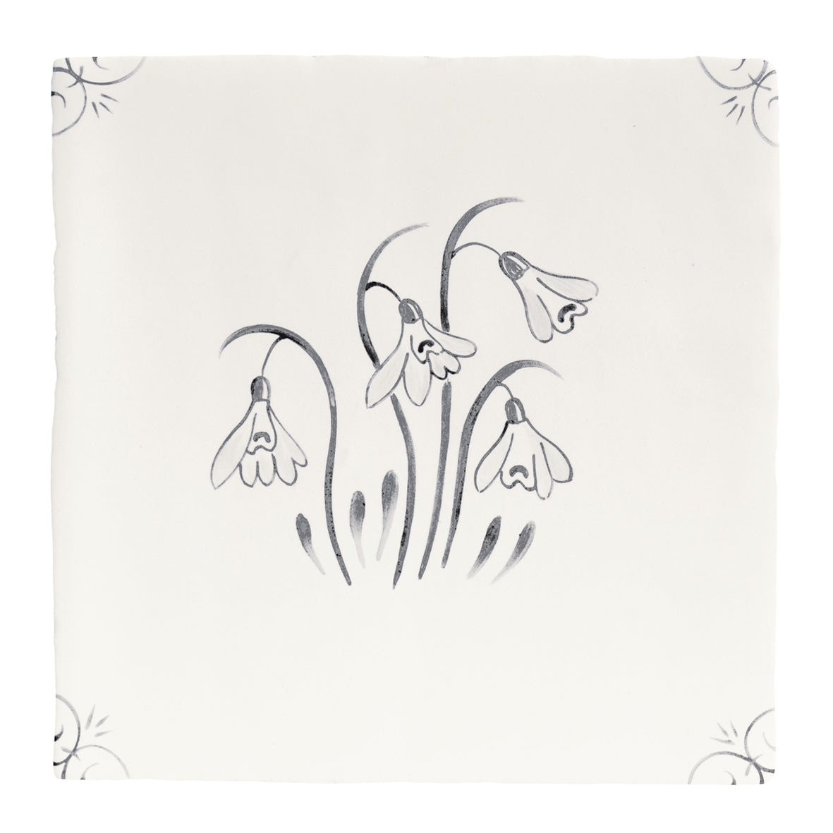 English Delft Charcoal Snowdrop 13x13cm