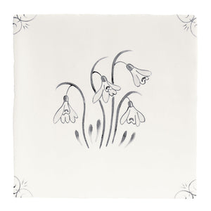 English Delft Charcoal Snowdrop 13x13cm