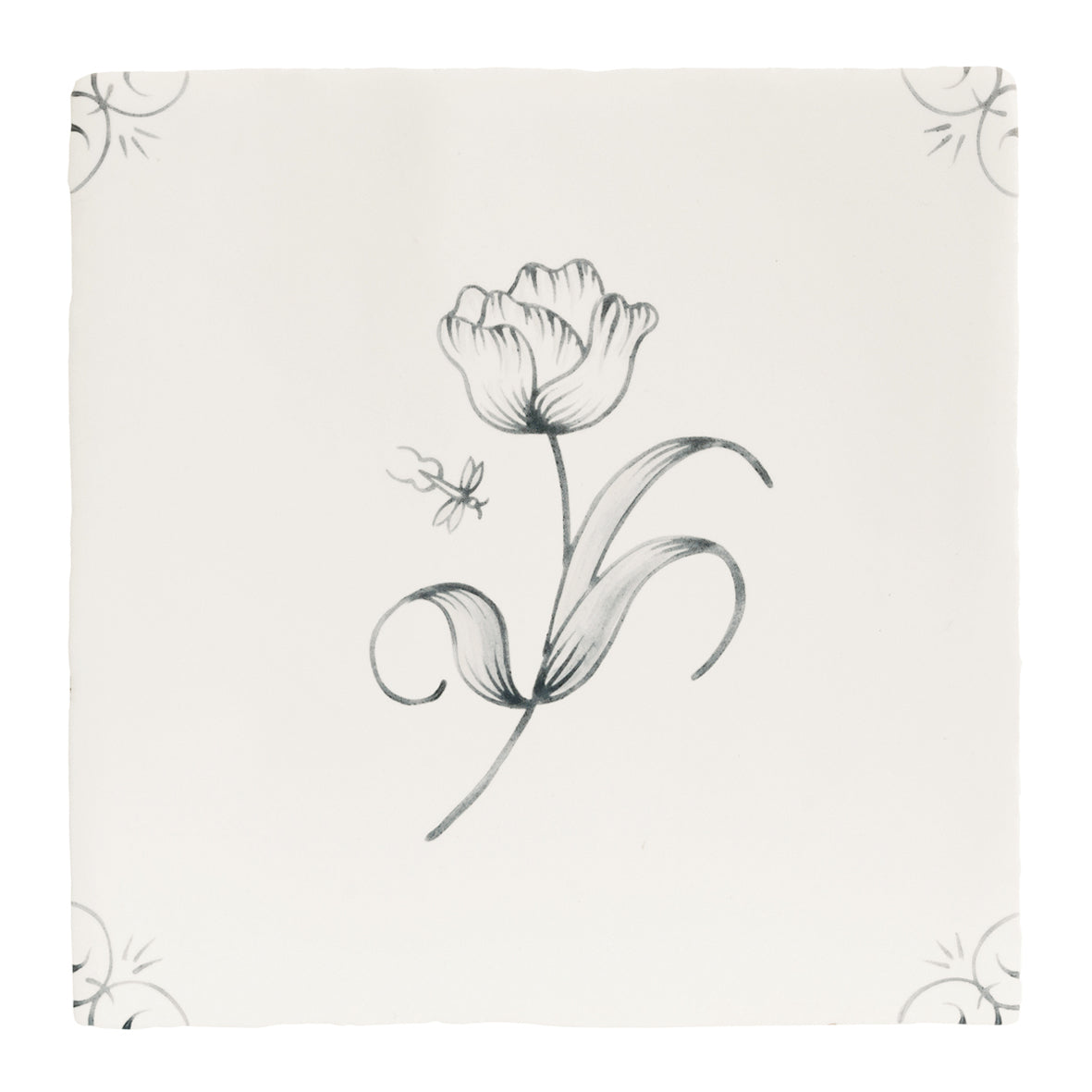 English Delft Charcoal Tulip 13x13cm