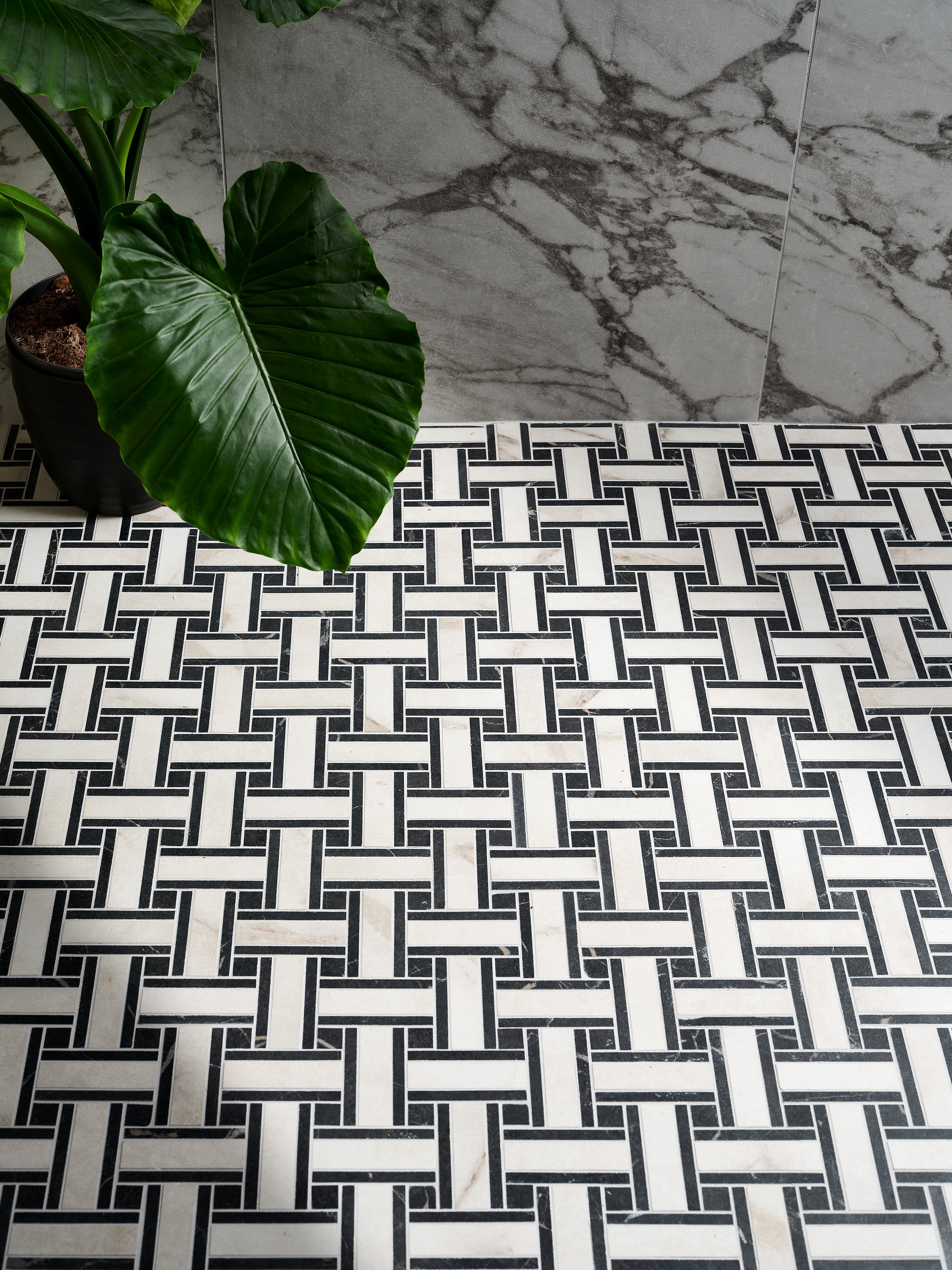 East Village Bianco Basketweave Mosaic 31.5x31.5cm