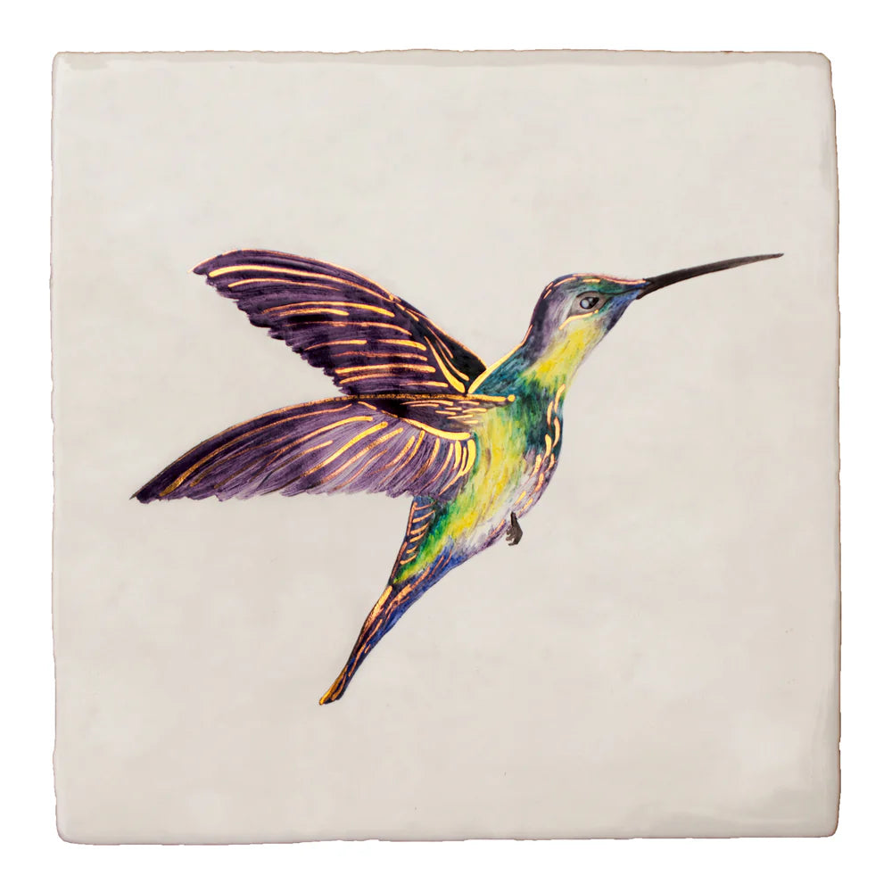 Glass House Purple Hummingbird Right 13x13cm