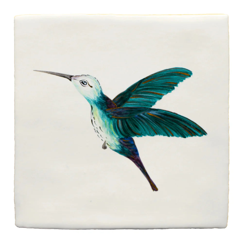 Glass House Turquoise Hummingbird Left 13x13cm