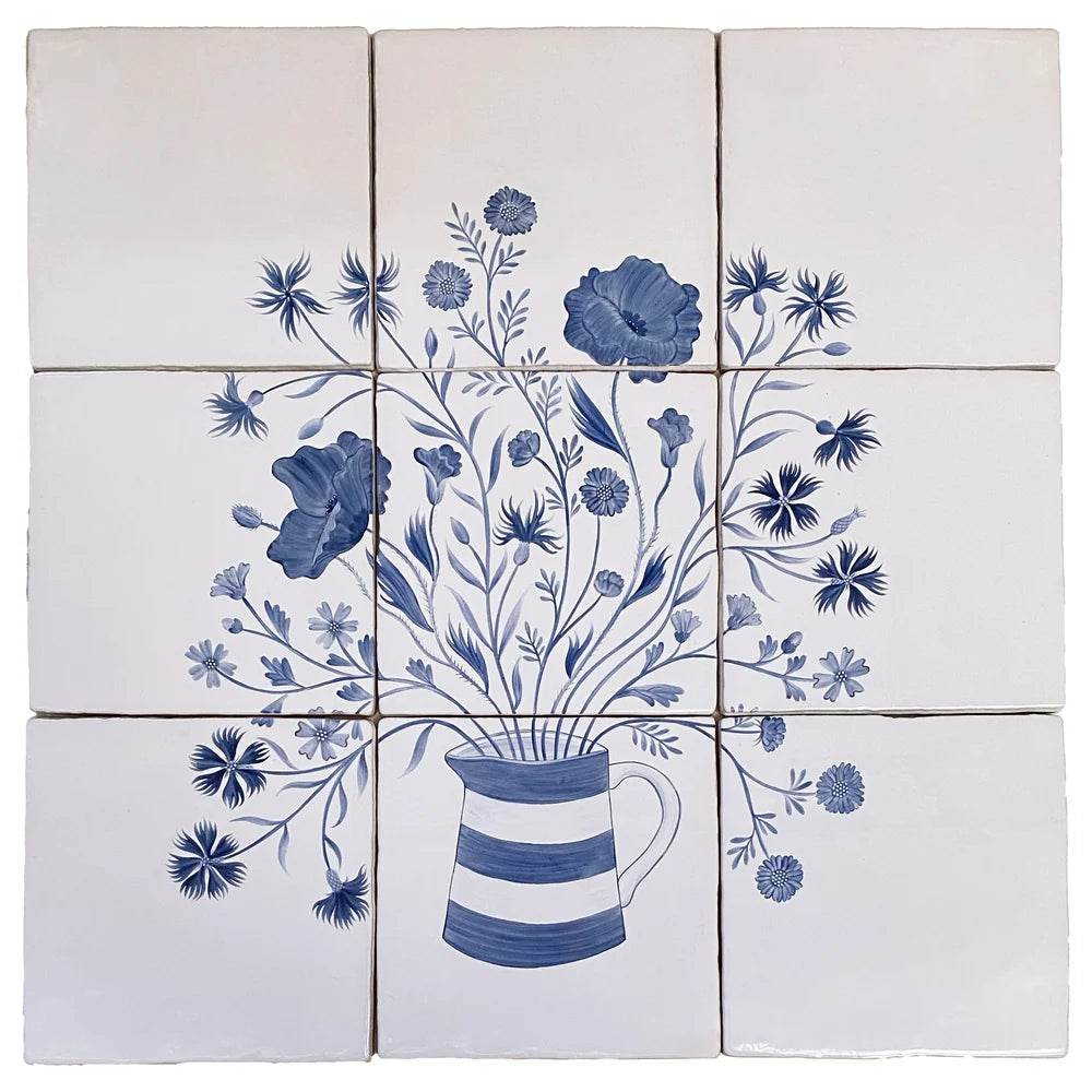 Cornish Meadow Posey Delft Blue 39x39cm Panel