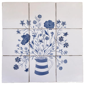 Cornish Meadow Posey Delft Blue 39x39cm Panel