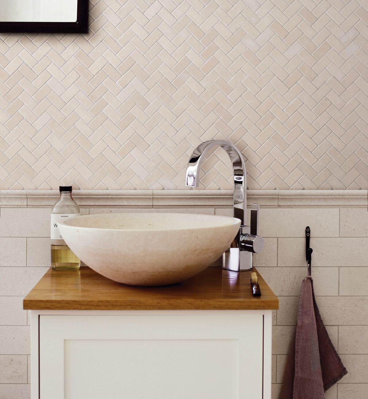 Palio Limestone Herringbone Mosaic 28.8x28.8cm
