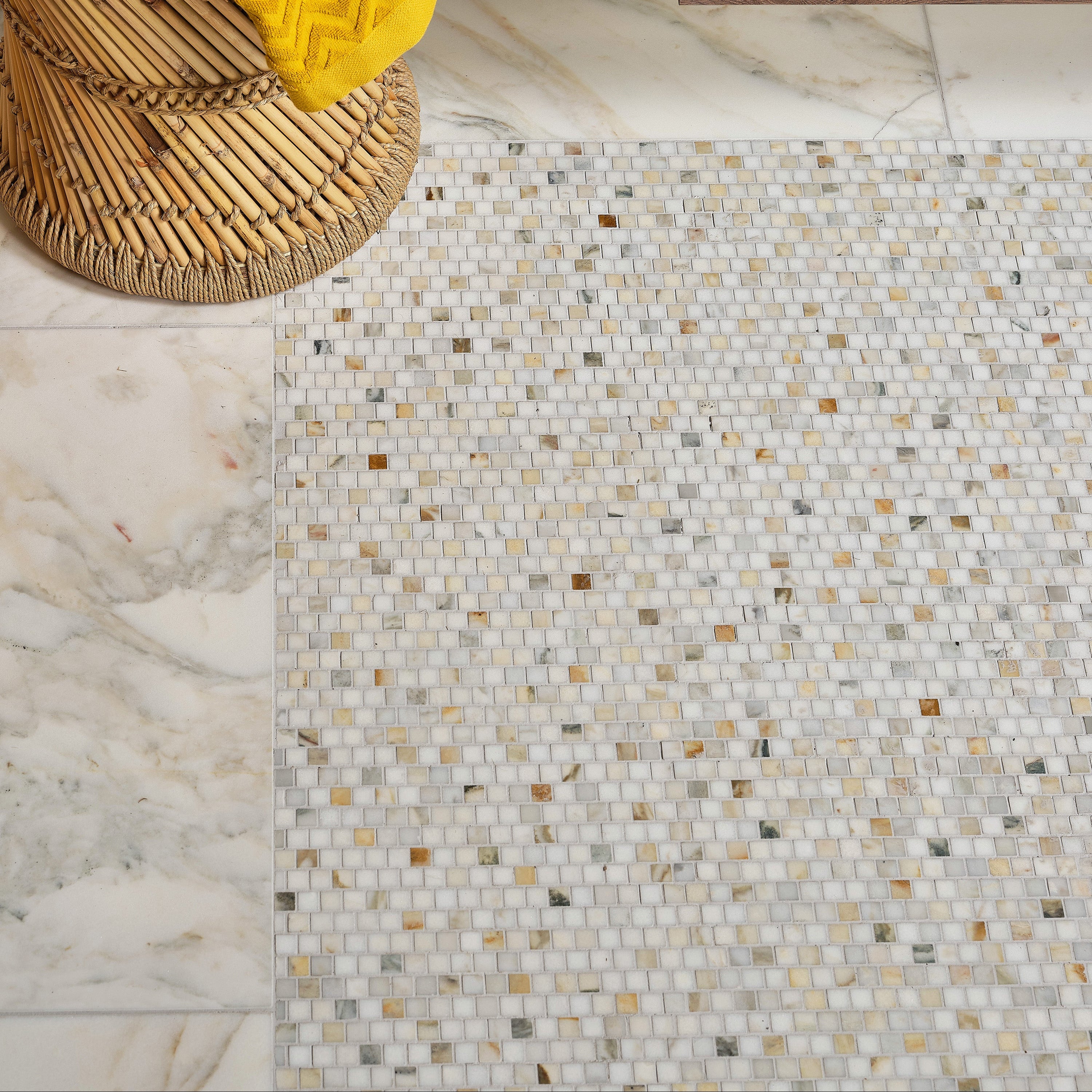 Palazzo Oro Brickbond Square Marble Mosaic 30x30cm