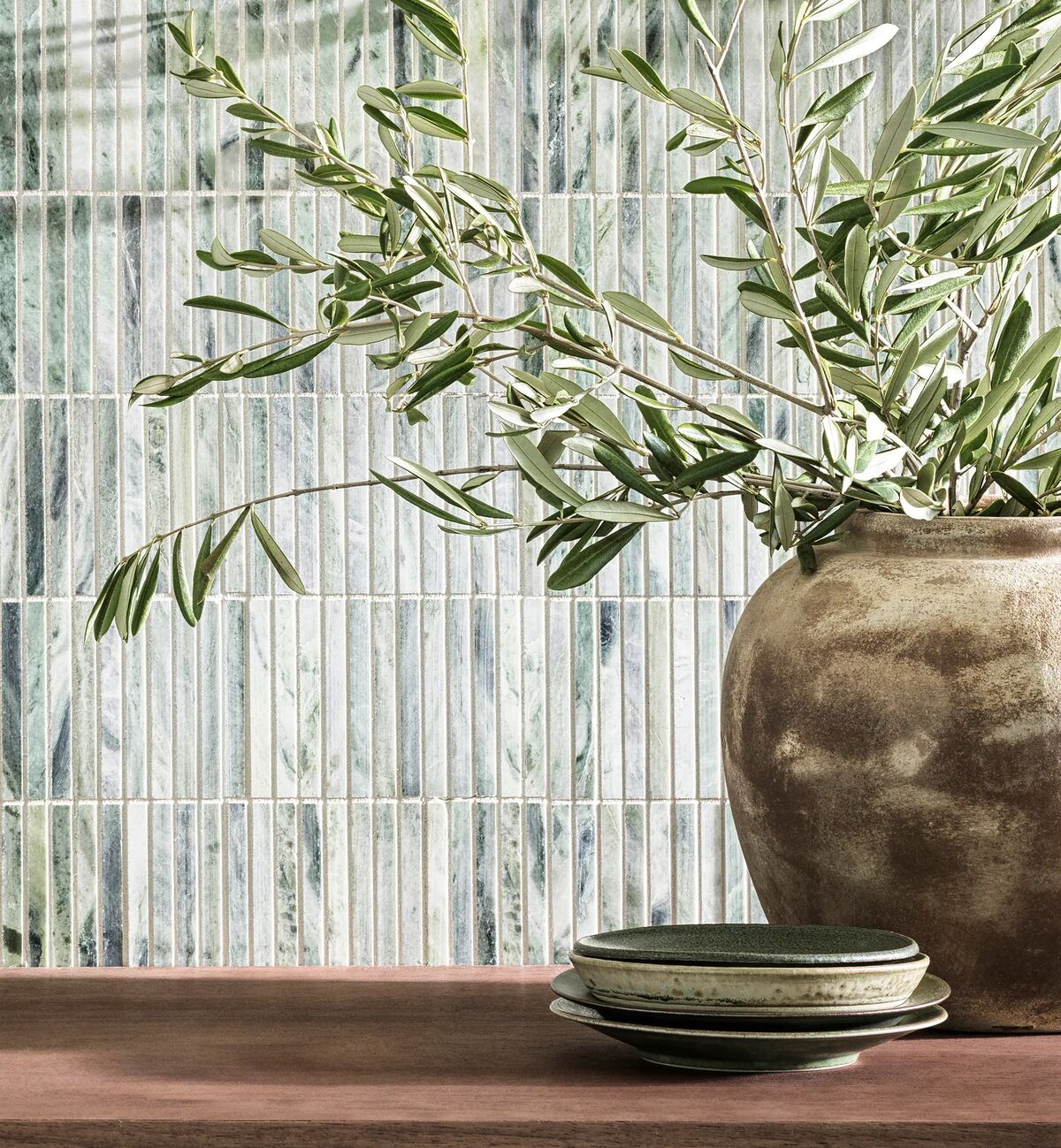 Seaspray Green Stacked Marble Mosaic 29.8x30.5cm