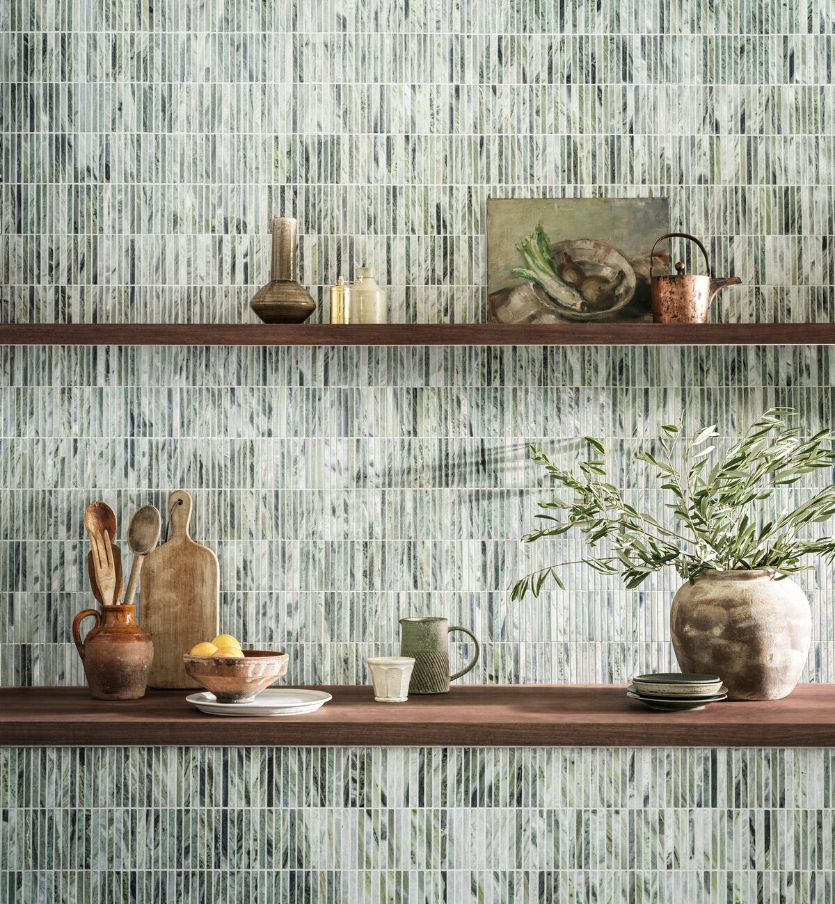 Seaspray Green Stacked Marble Mosaic 29.8x30.5cm