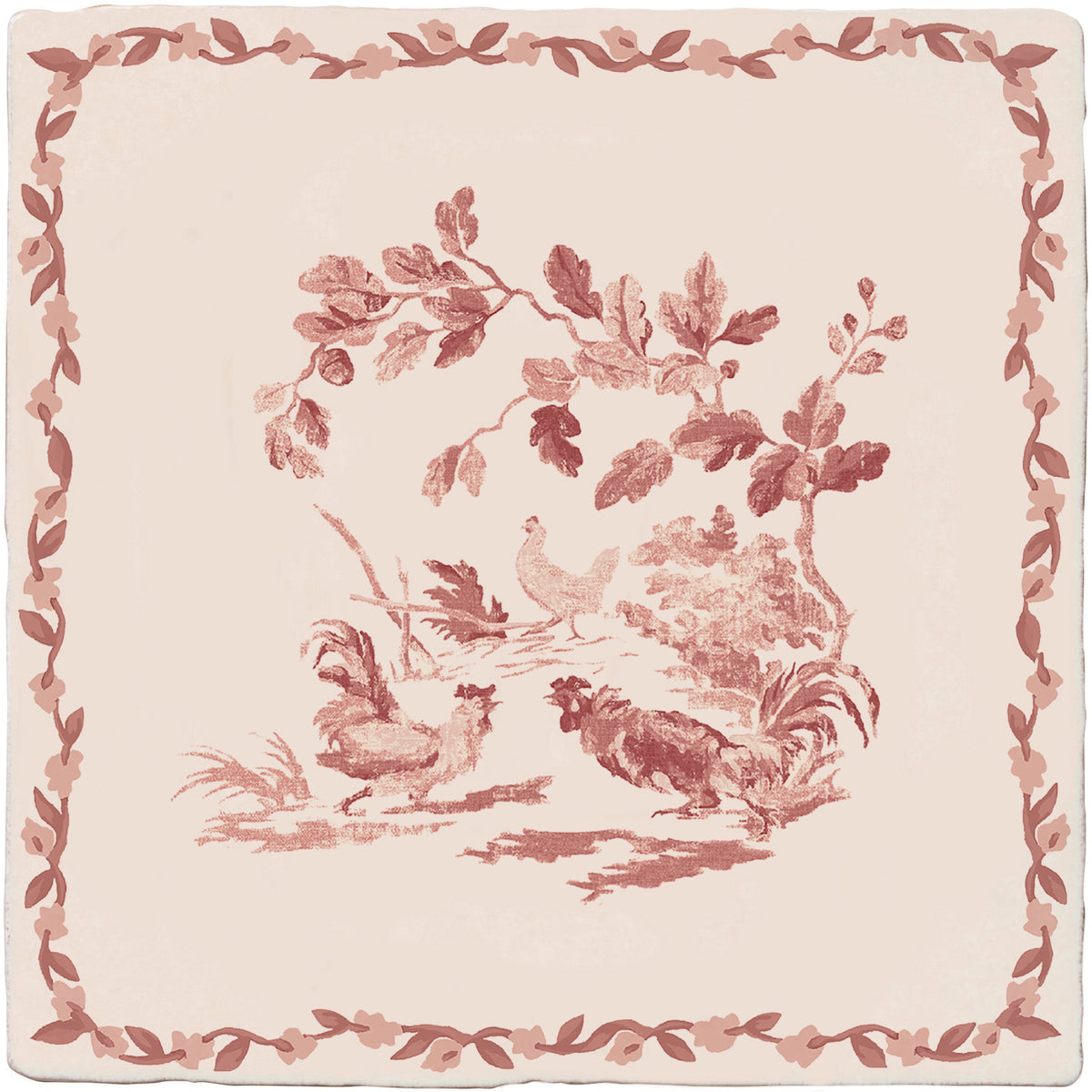 Aesop's Fables Madder The Fighting Cockerels 13x13cm - Sanderson