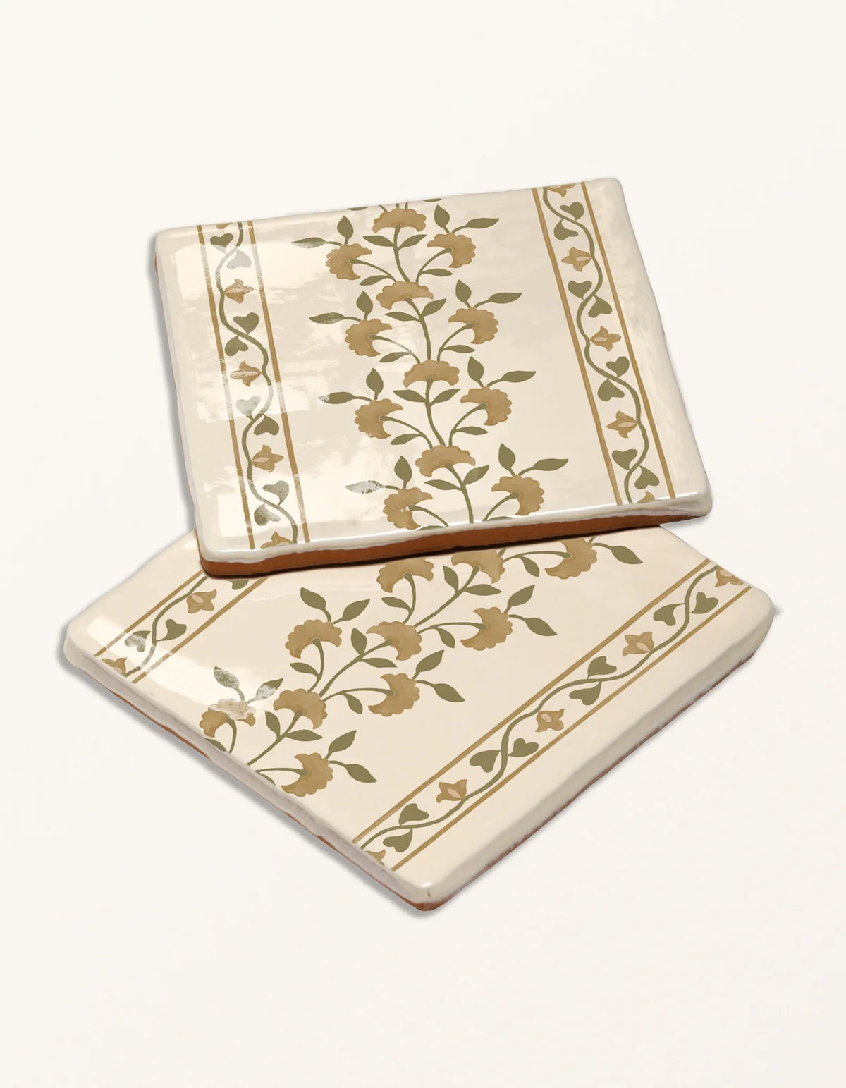 Anthos Pottery Ochre Border 13x13cm - Sanderson