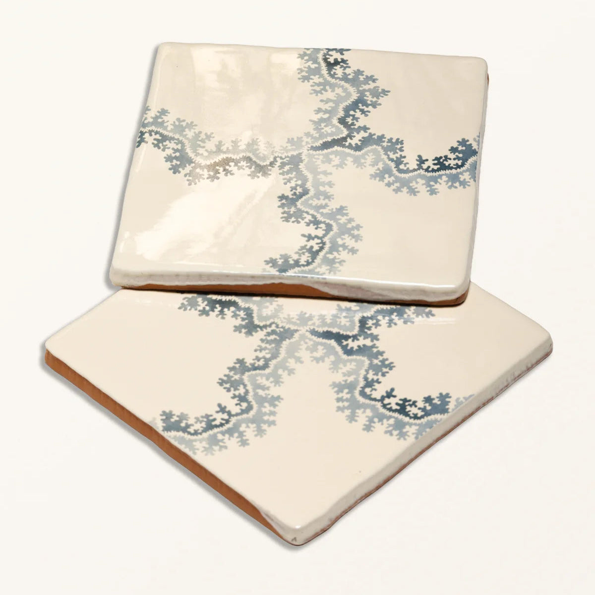 Oxbow Check Pottery Blue 13x13cm - Sanderson