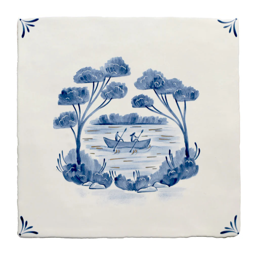 Wilderness Delft Canoeing with Gold 13x13cm