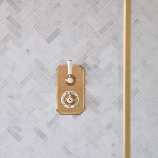Long Island Herringbone Marble Mosaic 33x34cm