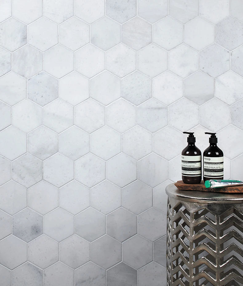 Long Island Large Hexagon Marble Mosaic 22.5x37cm