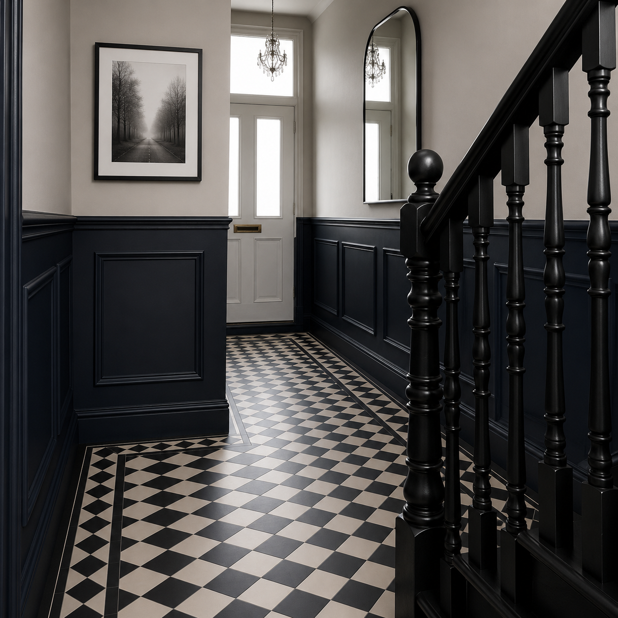 Chesslene Corner Black and White 23.6x23.6cm