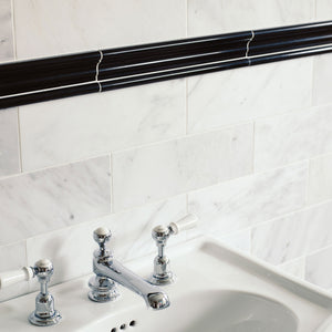 East Hampton Black Marble Dado 4.7x30.5cm