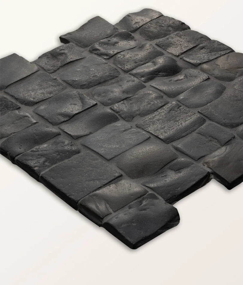 Enso Cobble Strip Charcoal Mosaic 30x32cm