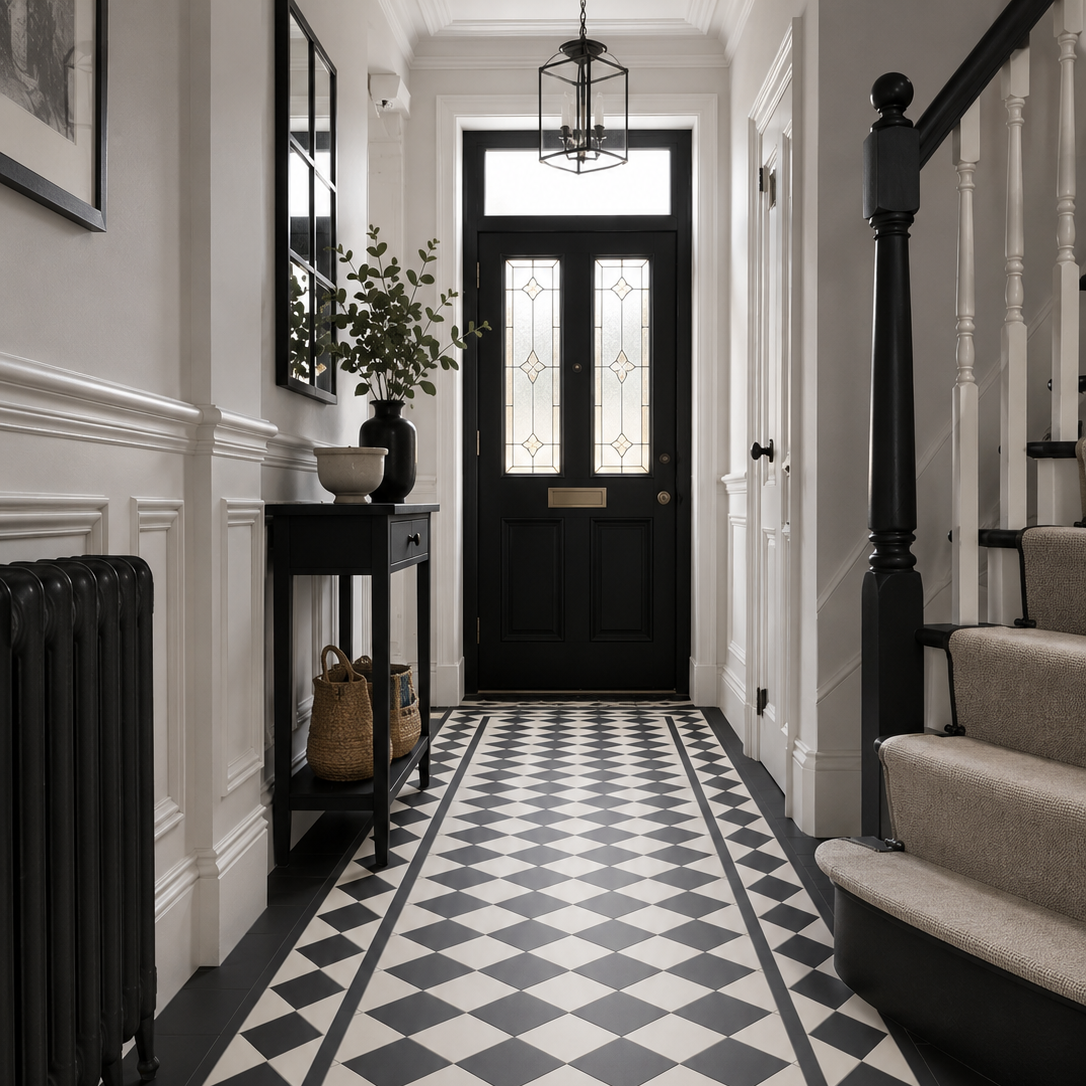 Chesslene Corner Black and White 23.6x23.6cm