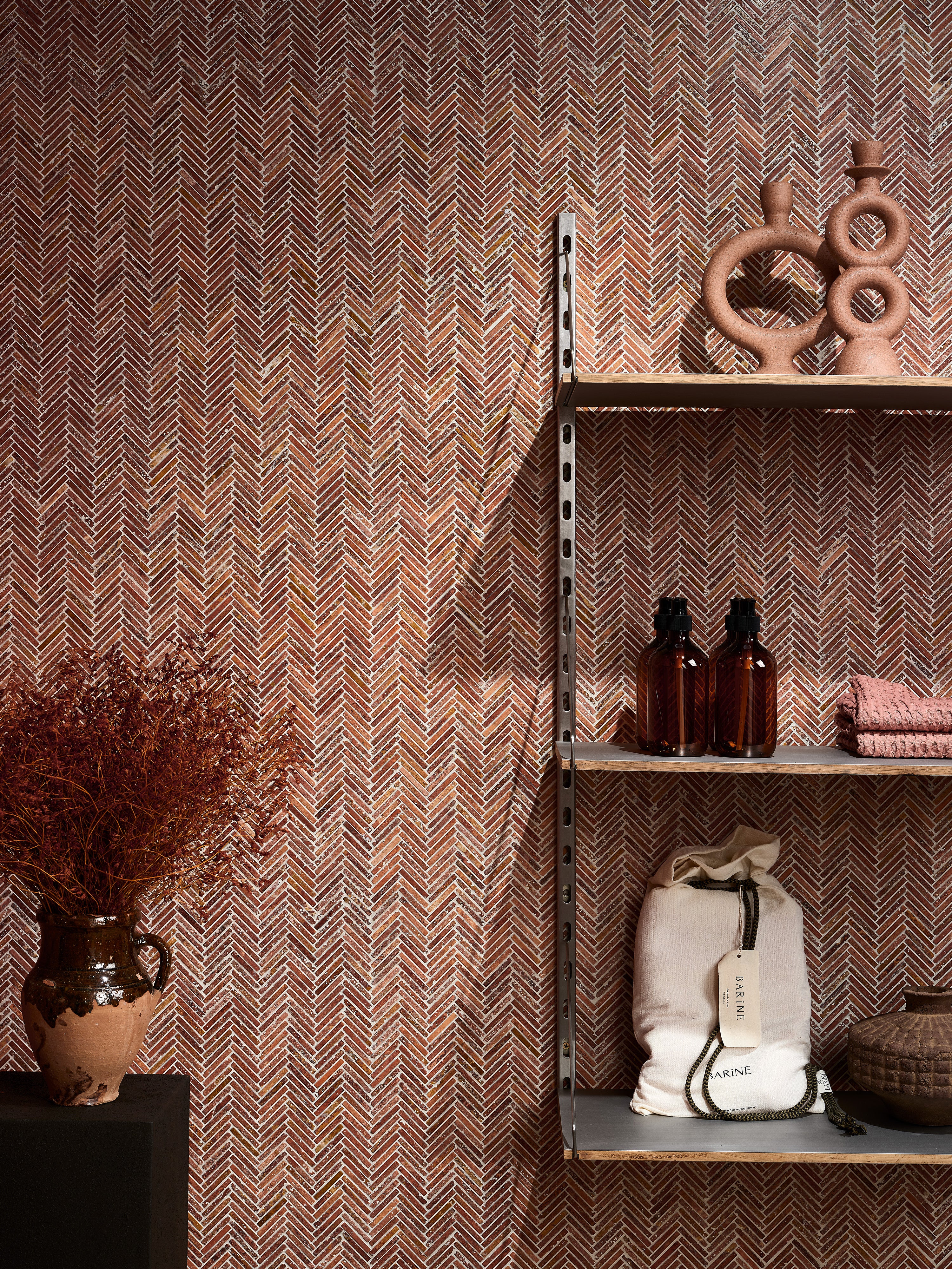 Athens Rosso Travertine Mosaic 29.2x30.2cm