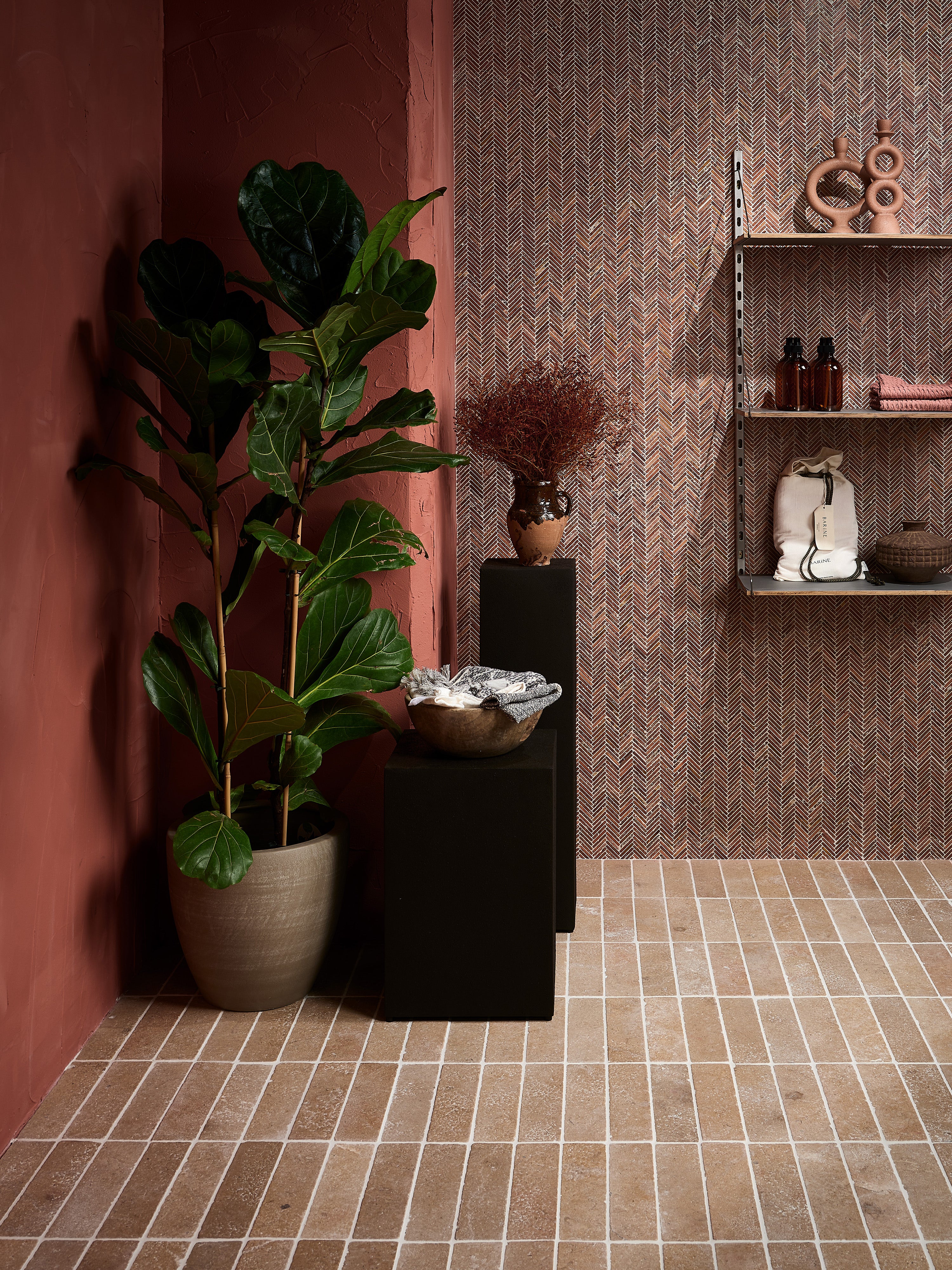 Athens Rosso Travertine Mosaic 29.2x30.2cm