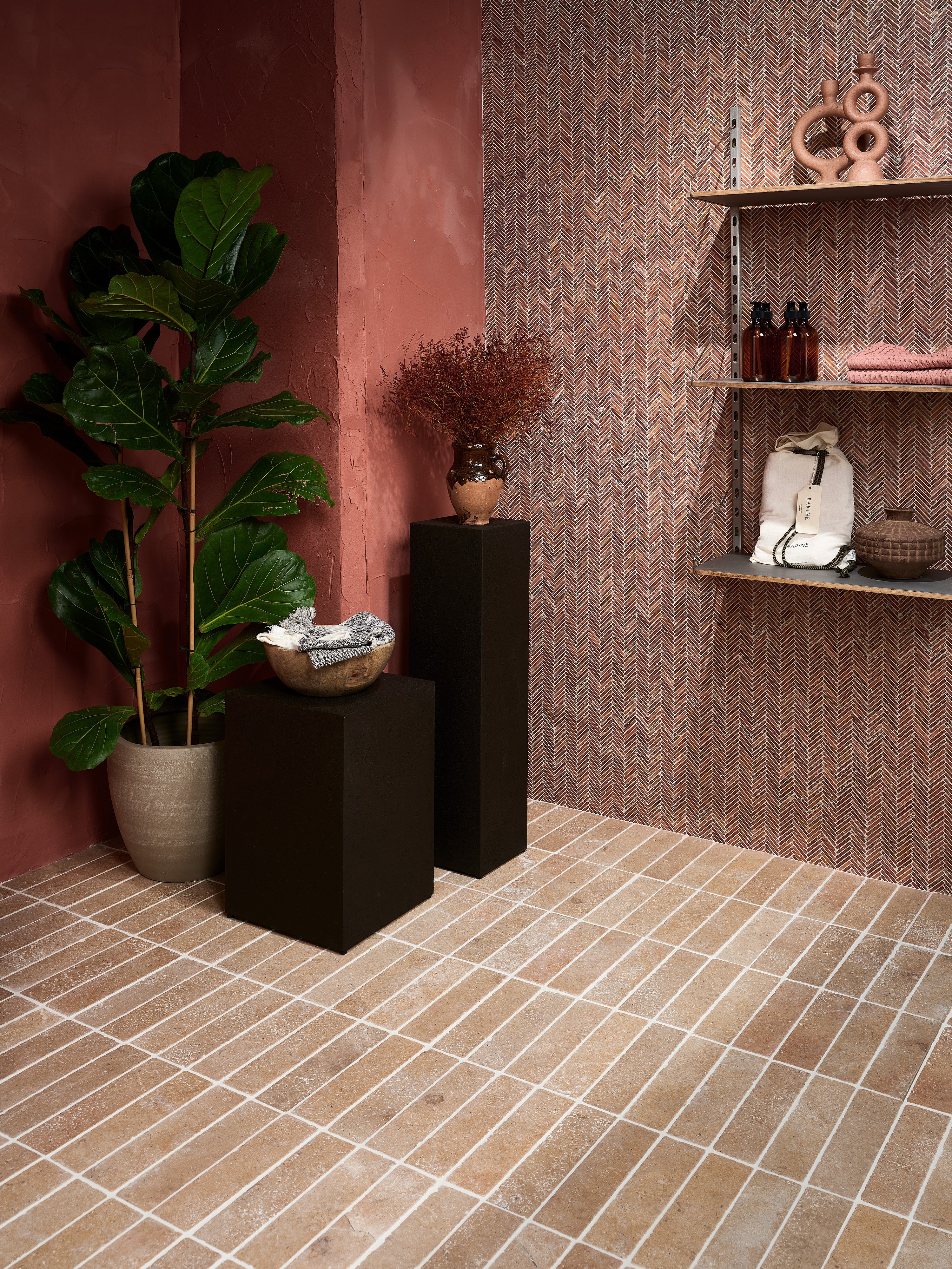 Athens Rosso Travertine Mosaic 29.2x30.2cm