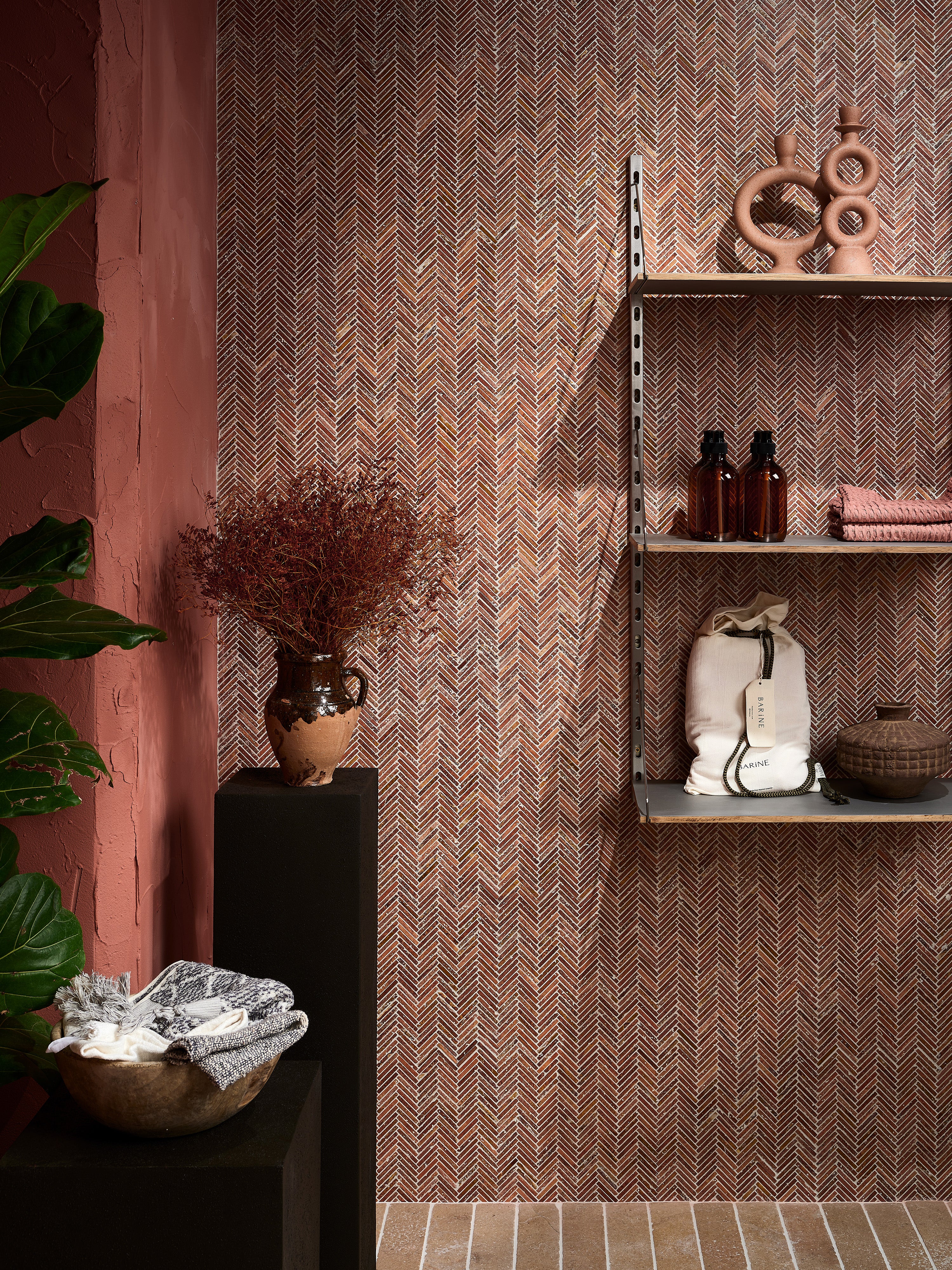 Athens Rosso Travertine Mosaic 29.2x30.2cm