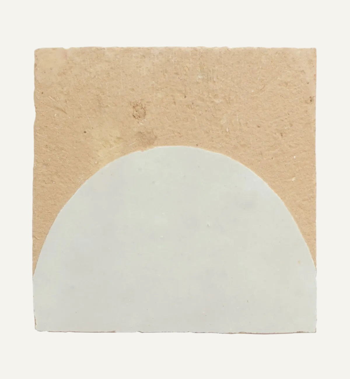 Square tile with beige top and white bottom