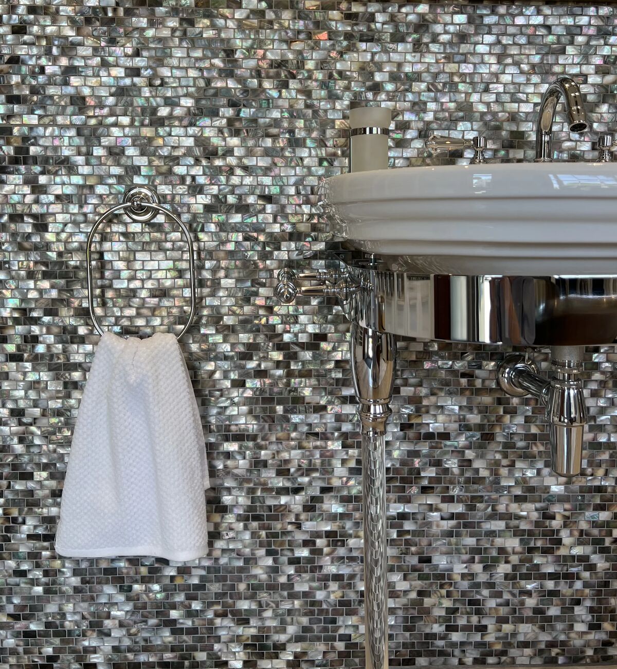 Mother of Pearl Black Rectangle Mosaic 31.8x32.8cm