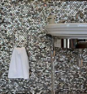 Mother of Pearl Black Rectangle Mosaic 31.8x32.8cm