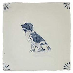 Cotswold Delft Sitting Spaniel 13x13cm