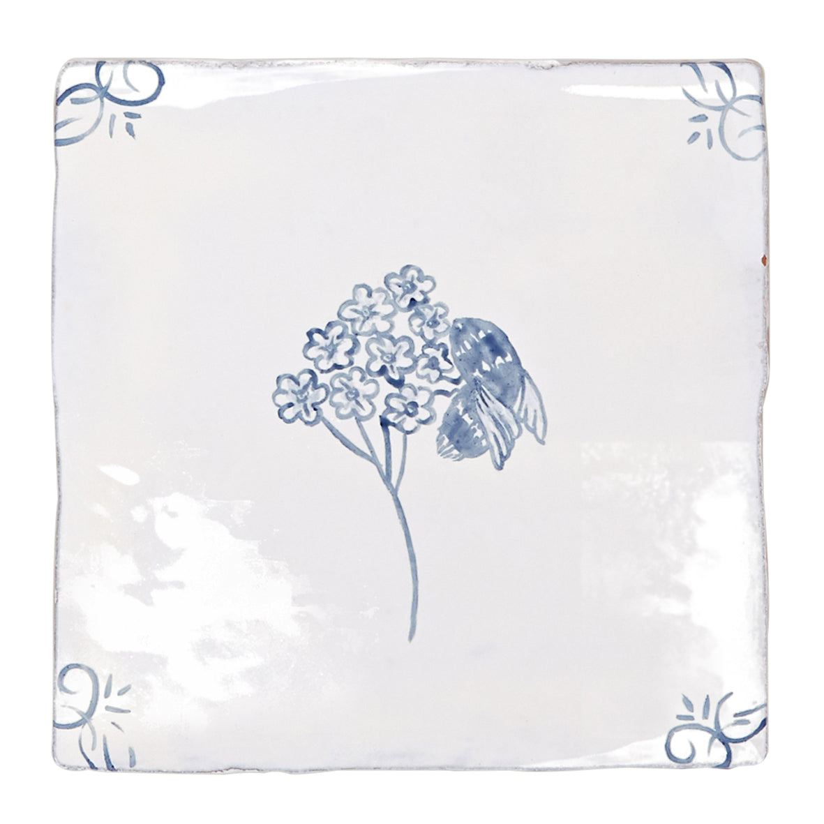 English Delft Charcoal Bee 13x13cm