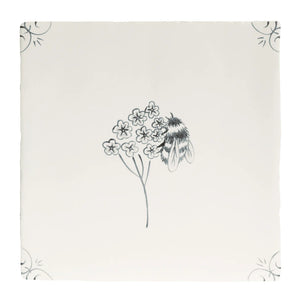 Full Size Sample - English Delft Charcoal Bee 13x13cm