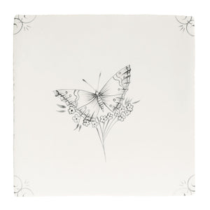 English Delft Charcoal Butterfly One 13x13cm