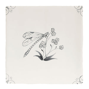 English Delft Charcoal Dragonfly 13x13cm