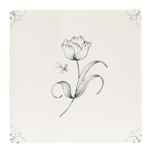 English Delft Charcoal Tulip 13x13cm