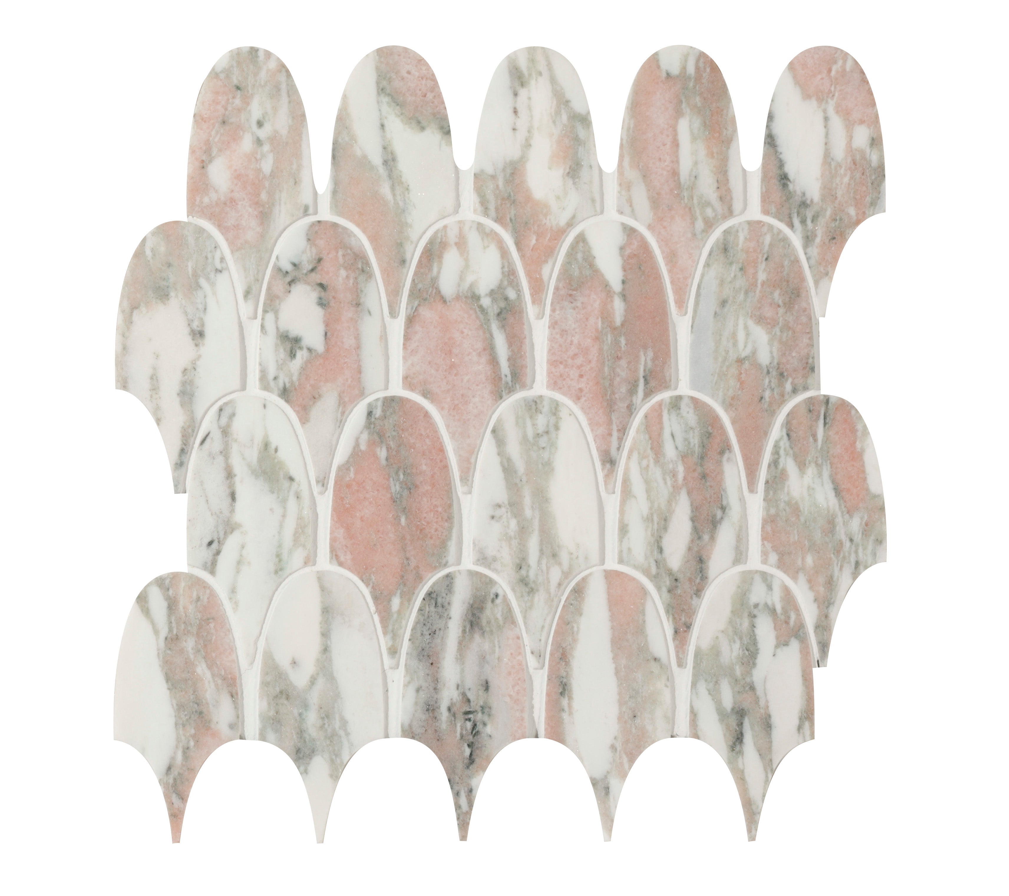 East Java Flamingo Plume Marble Mosaic 30.3x35cm