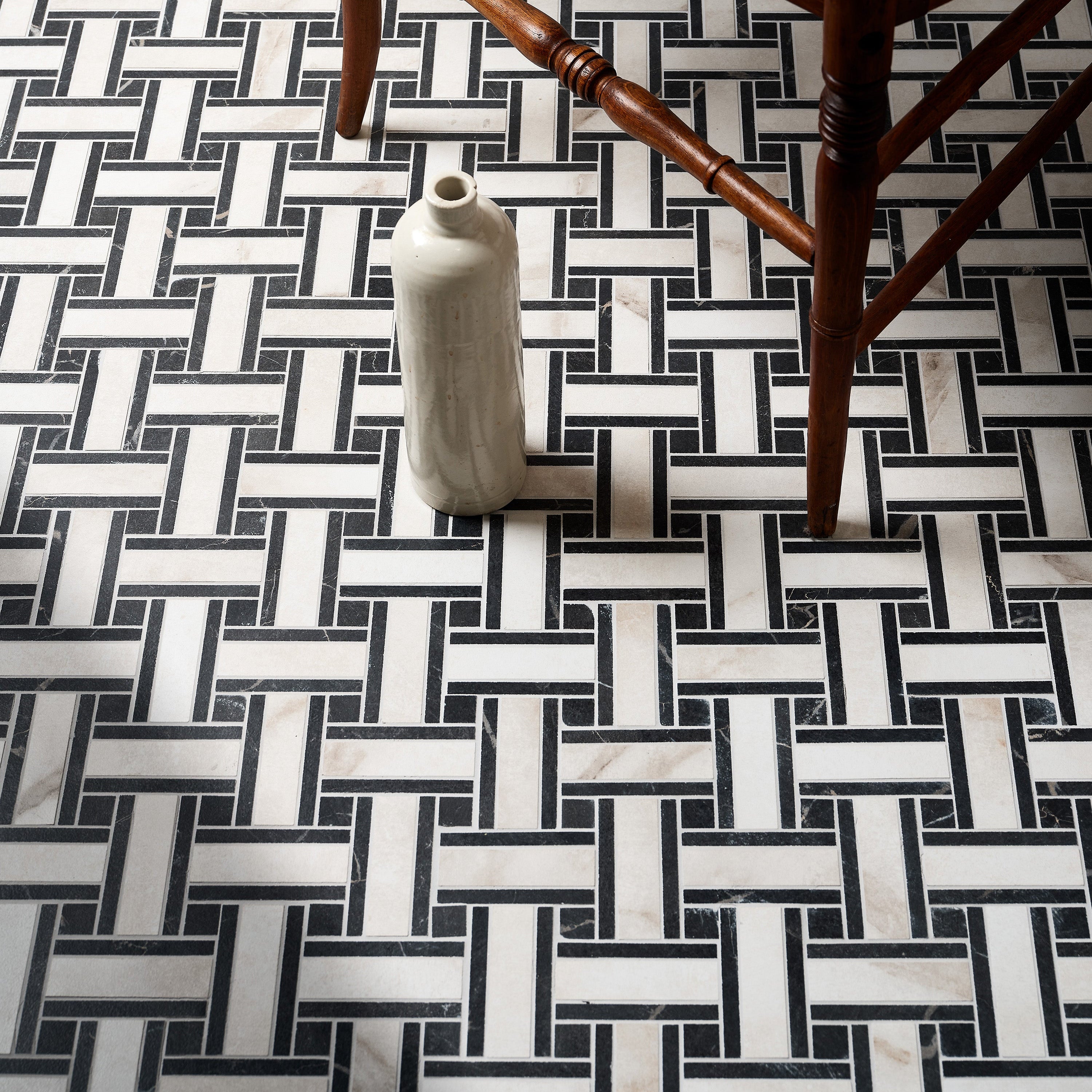 East Village Bianco Basketweave Mosaic 31.5x31.5cm