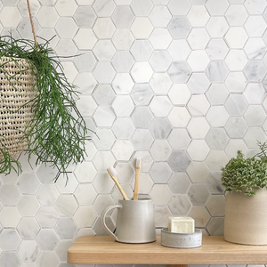 East Hampton Large Hexagon Marble Mosaic 32.5x31cm