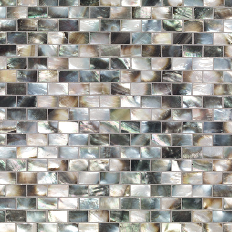 Mother of Pearl Black Rectangle Mosaic 31.8x32.8cm