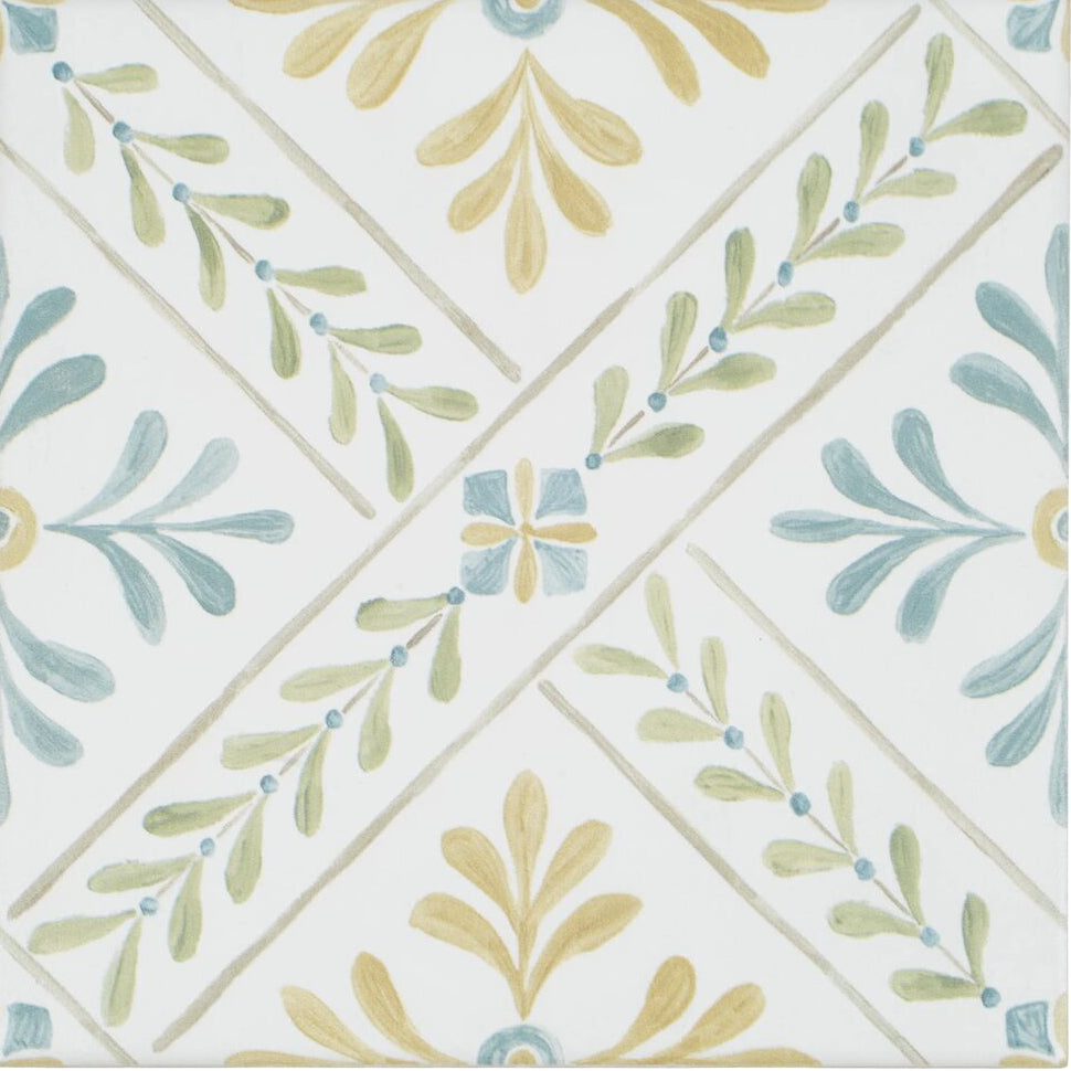 Nina Campbell Goa Aqua/Ochre 20x20cm