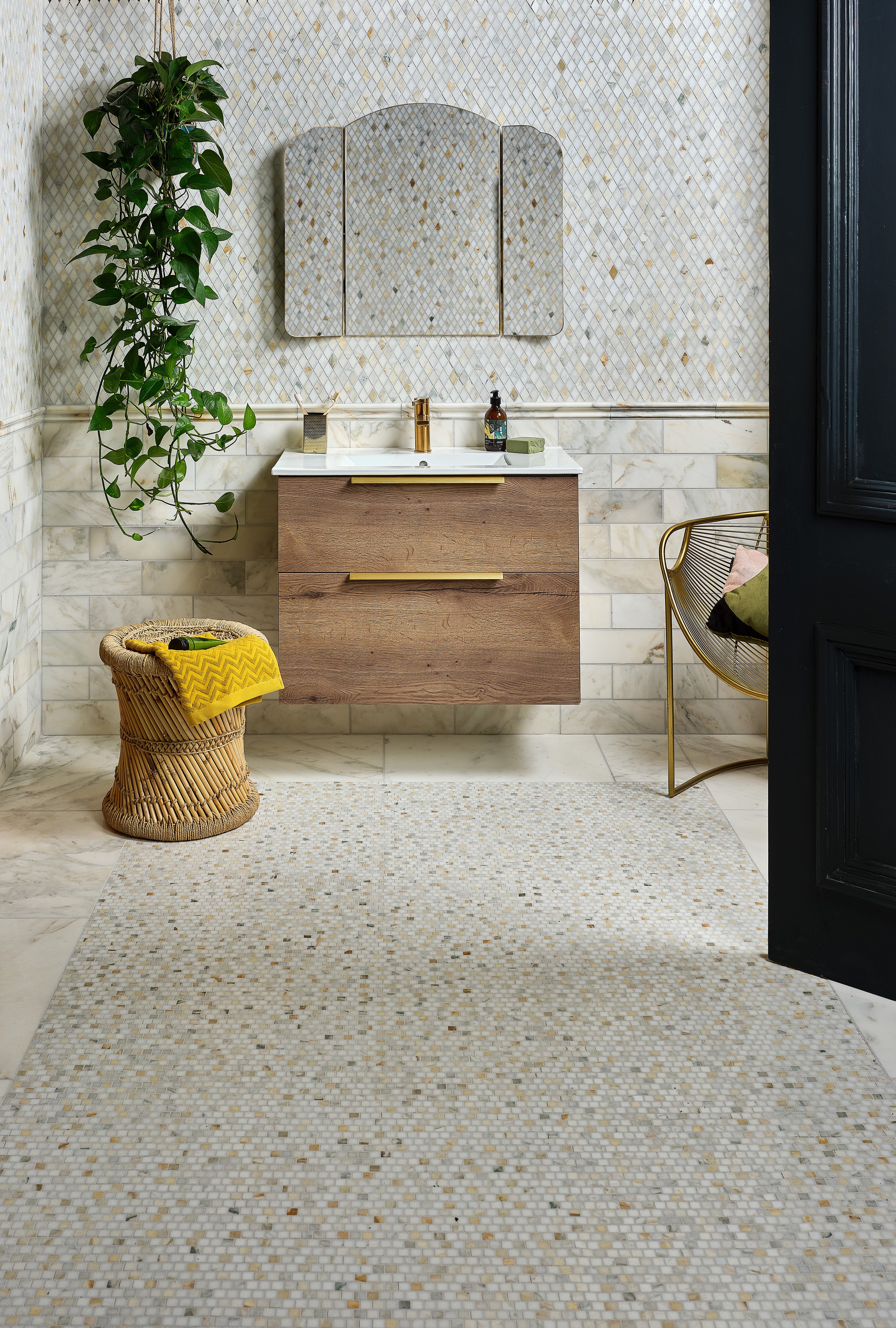 Palazzo Oro Brickbond Square Marble Mosaic 30x30cm