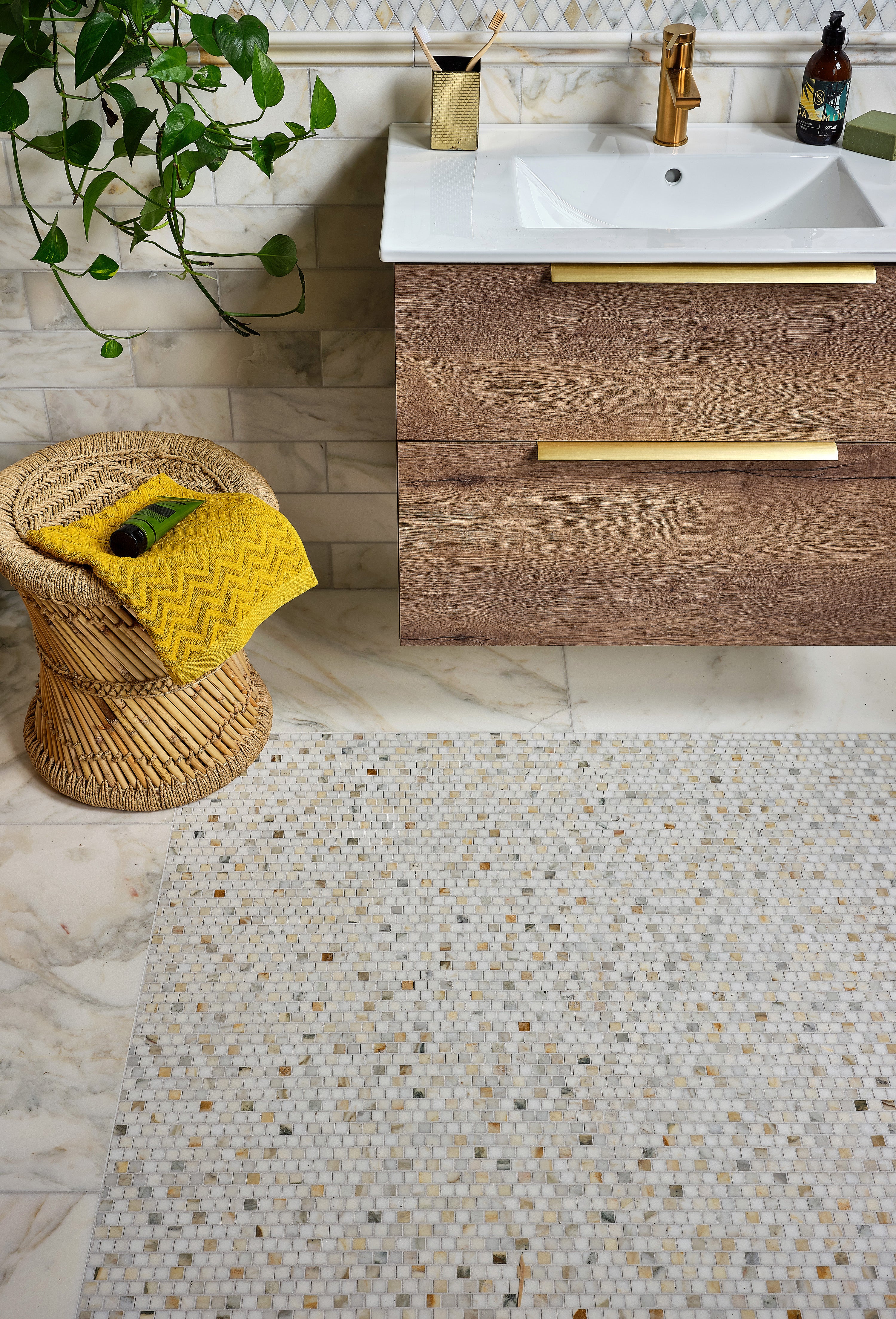 Palazzo Oro Brickbond Square Marble Mosaic 30x30cm