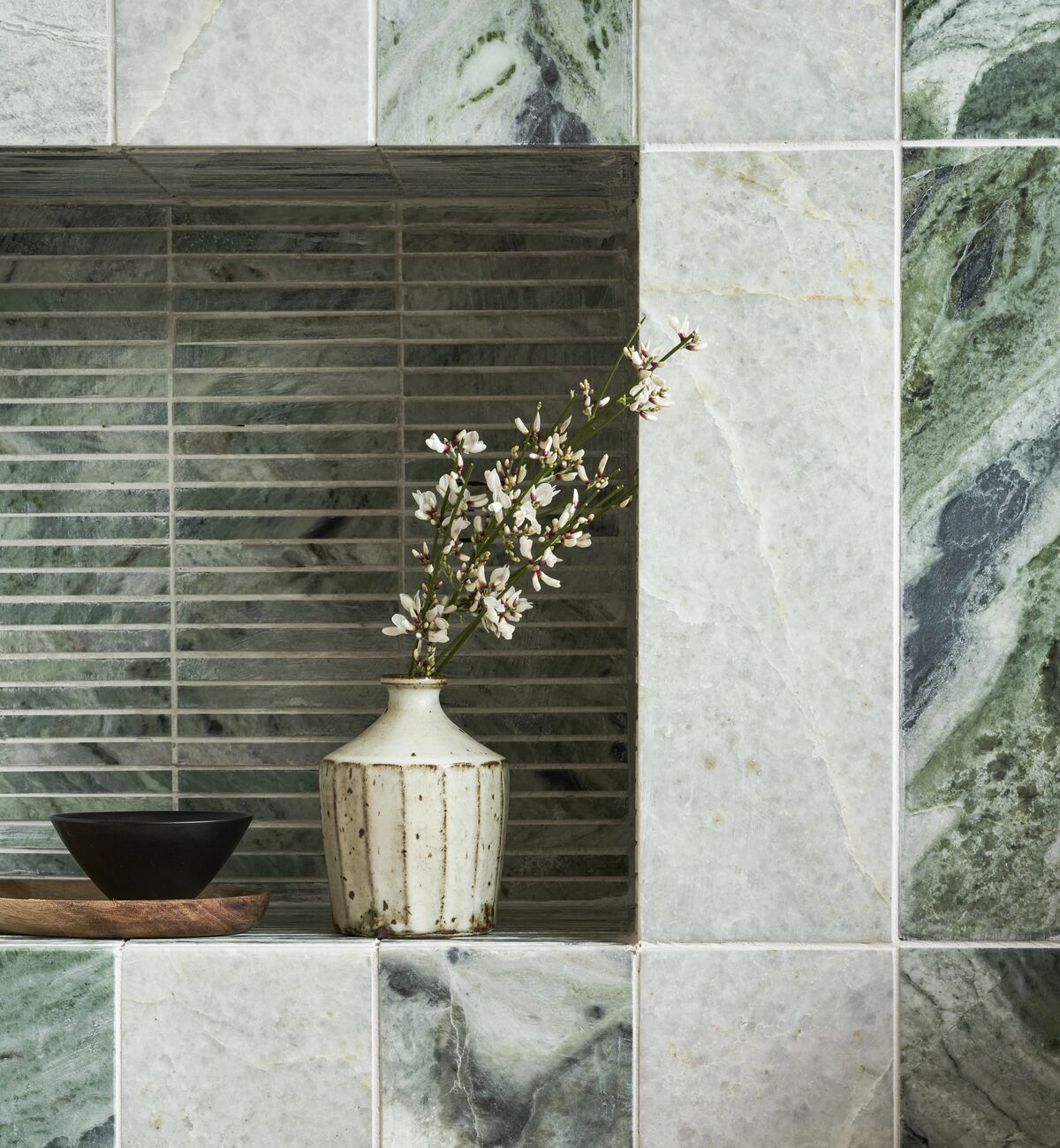 Seaspray Green Stacked Marble Mosaic 29.8x30.5cm